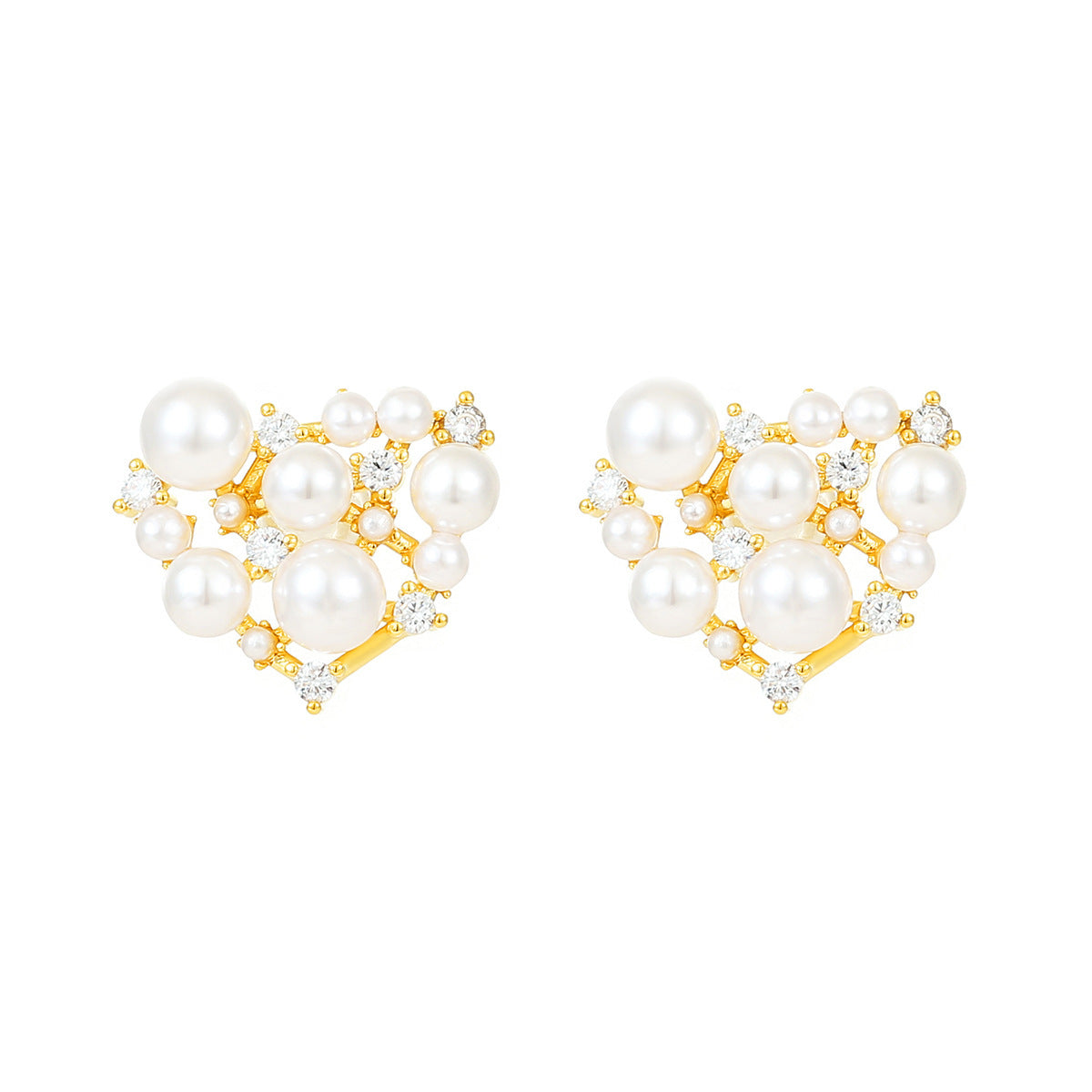 14K Real Gold Plating Light Luxury Pearl Shell Pearl Zircon Gold Plated High Color Retaining Earrings Ear Studs