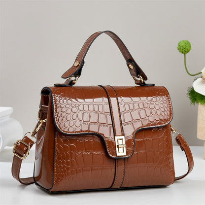 Sleek Stone-patterned Patent Leather Crossbody Bag That Pairs Effortlessly With Any Outfit