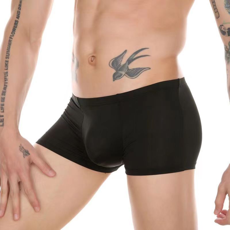 Men's Boxer Ice Silk Underwear Cup Combination U Convex Sexy