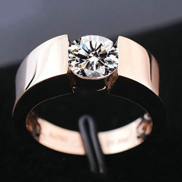 Diamond Rose Gold Couple Ring Fashion Wedding Simple Shiny Ring