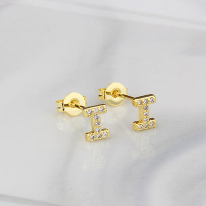 Ins European And American Diamond English Alphabet Letter Earrings