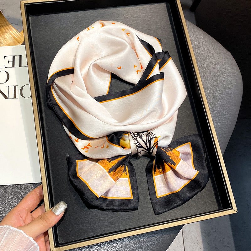 Warm Small Silk Scarf Thin Narrow Ribbon