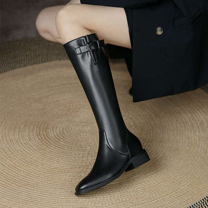 High-grade Below The Knee Slimming Chunky Heel Knight