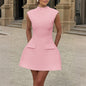 New Women's Elegant Fashion Solid Color Short Dress