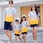 Fashion Striped Family Matching Outfits Summer Casual T Shirt Shorts Sets Couples Parentage Pajamas Holiday Outdoor Suits