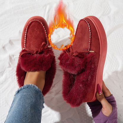 Round Head Thick Bottom Velvet Padded Plus Size Women's Snow Boots