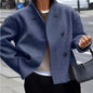 Women's Casual Double Breasted Solid Color Woolen Overcoat Coat