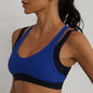 Rib Color Contrast Running Slim Fitness Suit Women Shock Absorbing Gathering Sports Bra