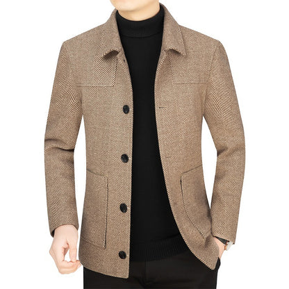 Men's Lapel Woolen Jacket Business Casual Jacket