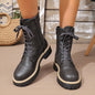 New Women's Solid Color Low Heel Middle Boots