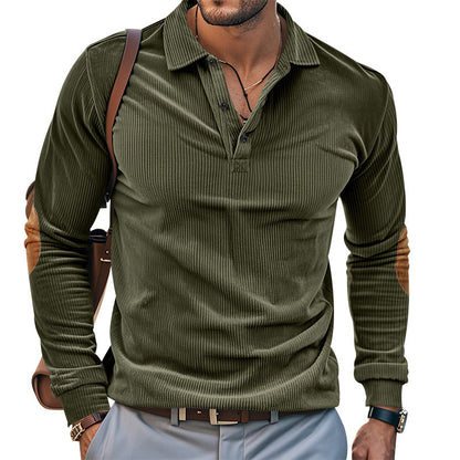 American Men's T-shirt Spring And Autumn Long Sleeve Corduroy