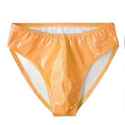 Sexy Bright PU Anti-exposure Leather Men's Bright Leather Underwear