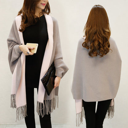 Women's Fringed Big Shawl Sweater Cardigan