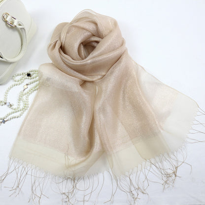 Fashionable And High Grade Lady Silk Double Layer Elegant Silk Scarf