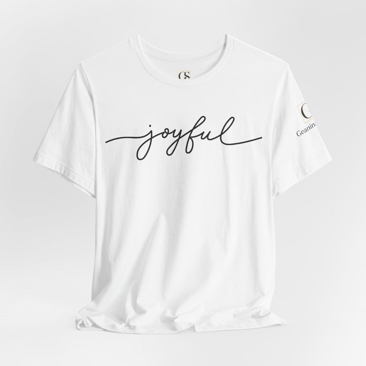 Joyful Script Tee — Minimalist Inspirational Casual Shirt