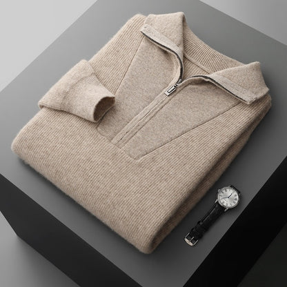 Men's Half Zipper Ingot Needle Thickened Casual Business Long Sleeve Warm Sweater