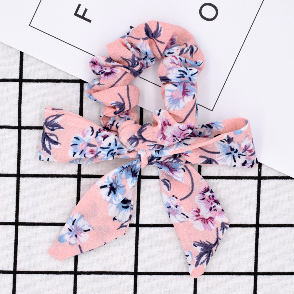 Small floral ponytail long streamer hair band