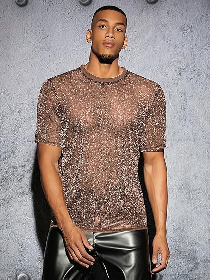 Men's Round Neck Glossy Short-sleeved T-shirt
