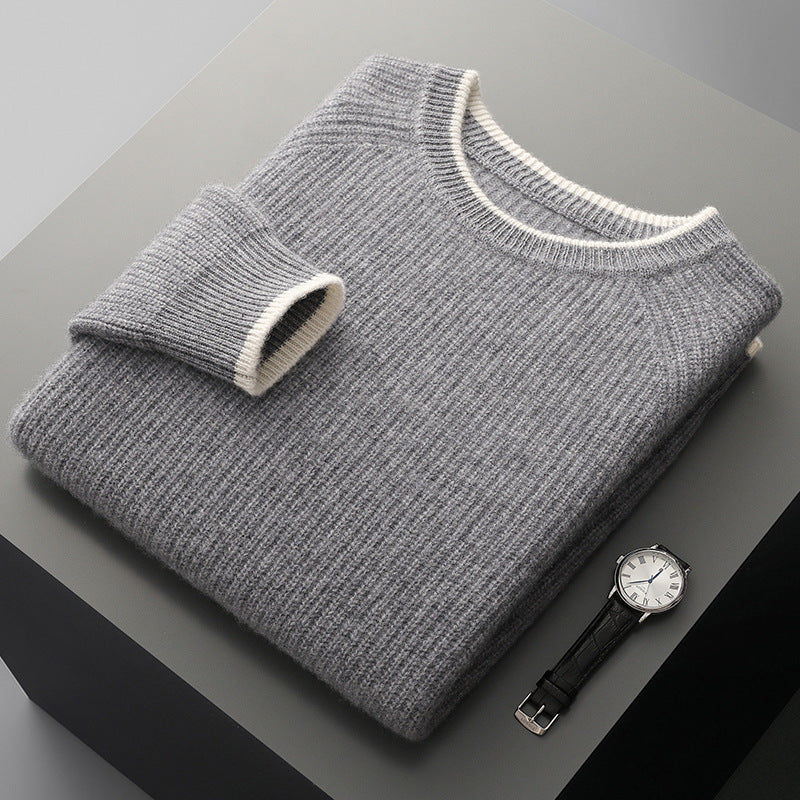 New Round Neck Double-strand Thickened Sweater For Men