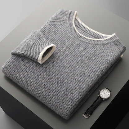 New Round Neck Double-strand Thickened Sweater For Men