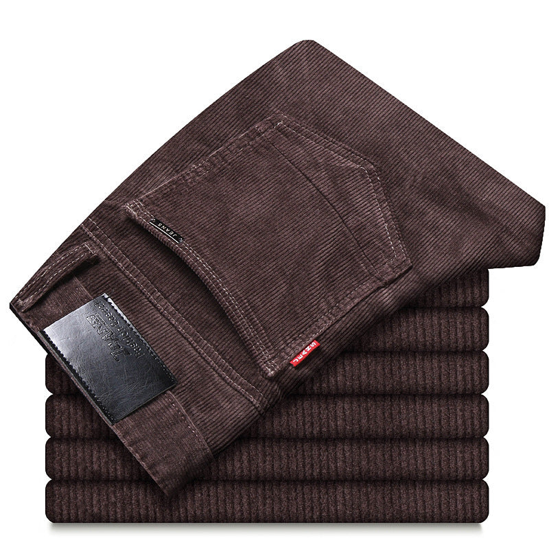 Straight Slim-Fit Corduroy Keep Warm Outerwear Corduroy Trousers