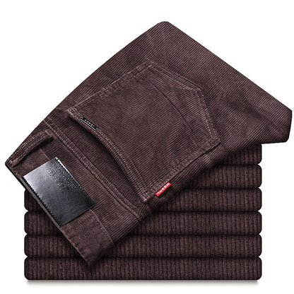 Straight Slim-Fit Corduroy Keep Warm Outerwear Corduroy Trousers
