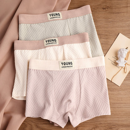 Cotton Men's Mid Waist Texture Boxer Briefs