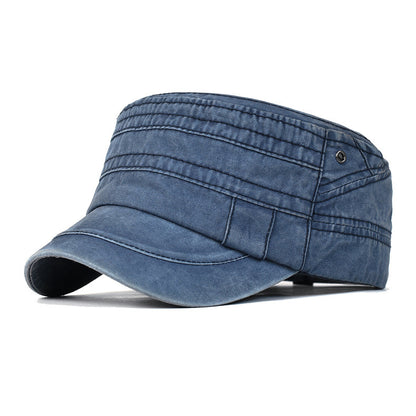 Men's Outdoor Sunshade Pure Color Washed Cotton Flat-top Cap