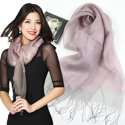 Fashionable And High Grade Lady Silk Double Layer Elegant Silk Scarf