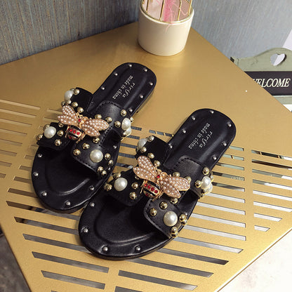 Pearl bow beach shoes