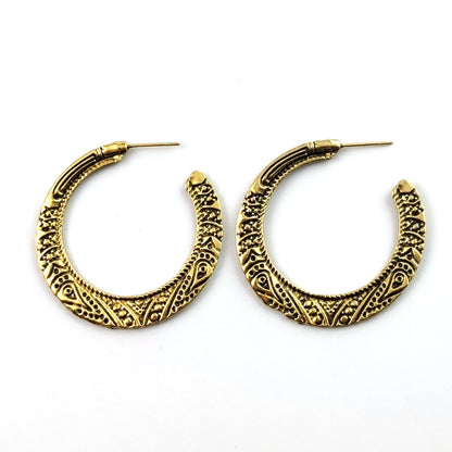 Vintage Engraving Street Shot Earrings Alloy C- Shaped Earrings