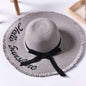 Beach beach big hat embroidered letters raw edge sun hat