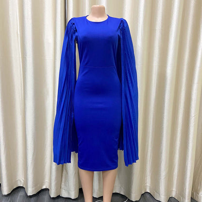 Fashion Pleated Ol Cape Plus Size Gown