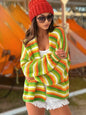 Rainbow Striped Sweaters Round Neck Long Sleeve Loose