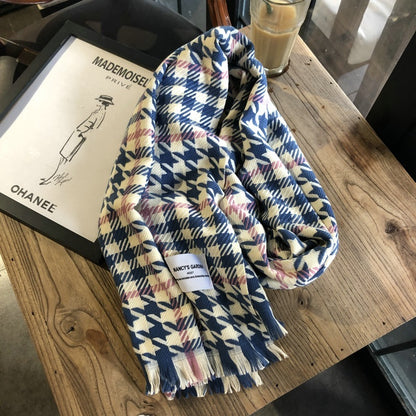 Thousand-bird Check Long Knit Scarf