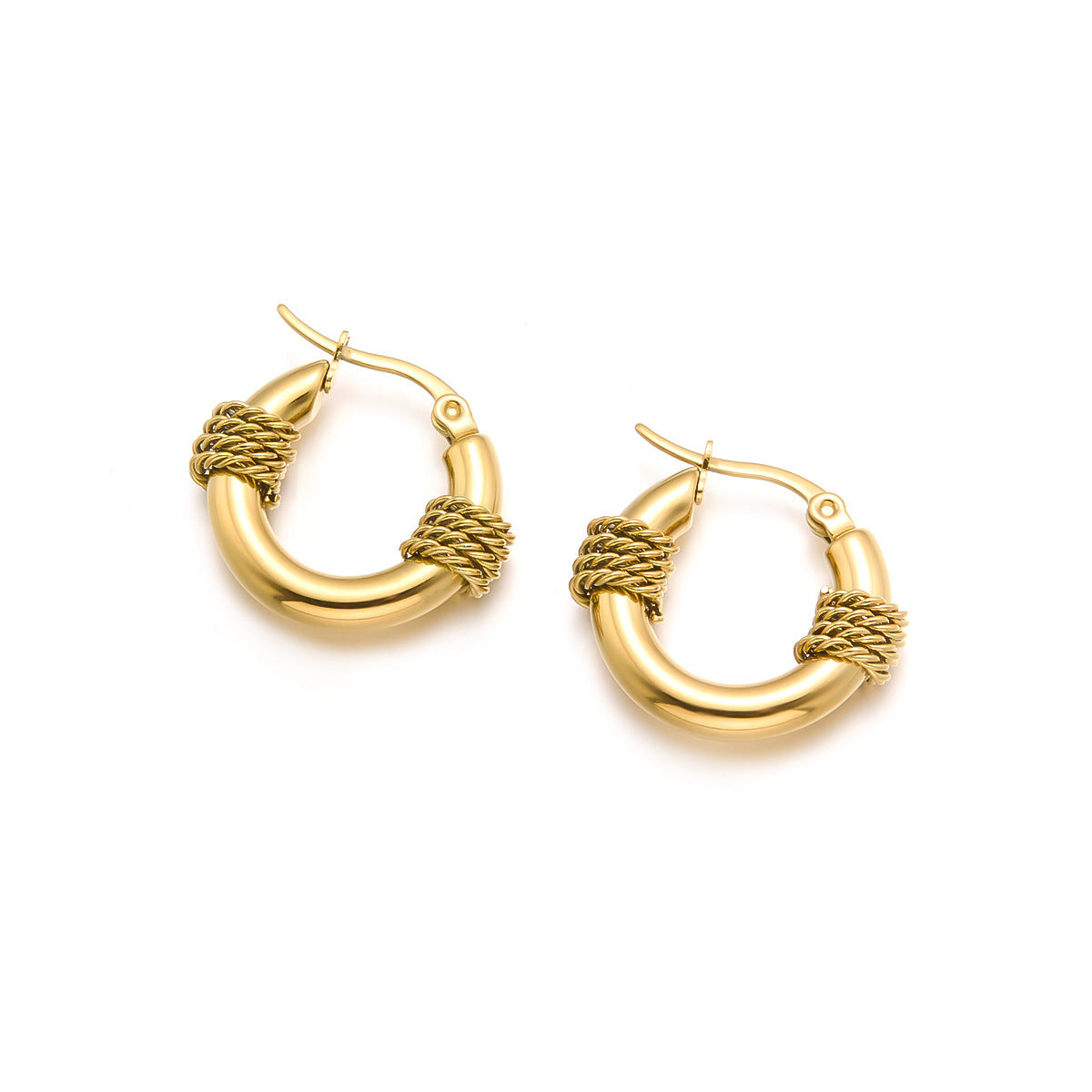 Non-fading Titanium Steel Hemp Rope Earrings