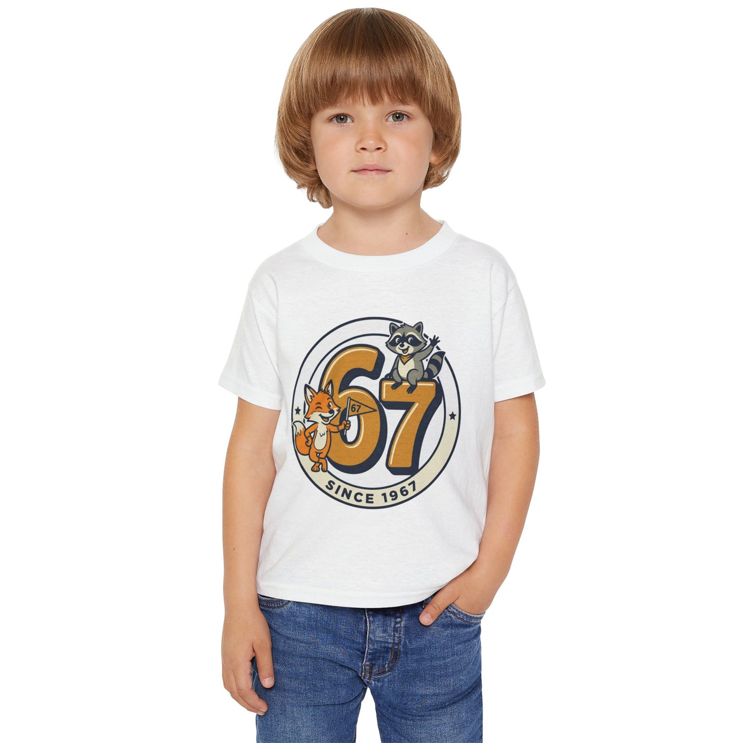 Toddler T-Shirt — Retro '67 Kids Tee with Fox & Raccoon Mascots