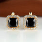 Platinum Super Square Full Diamond Large Zircon Stud Earrings