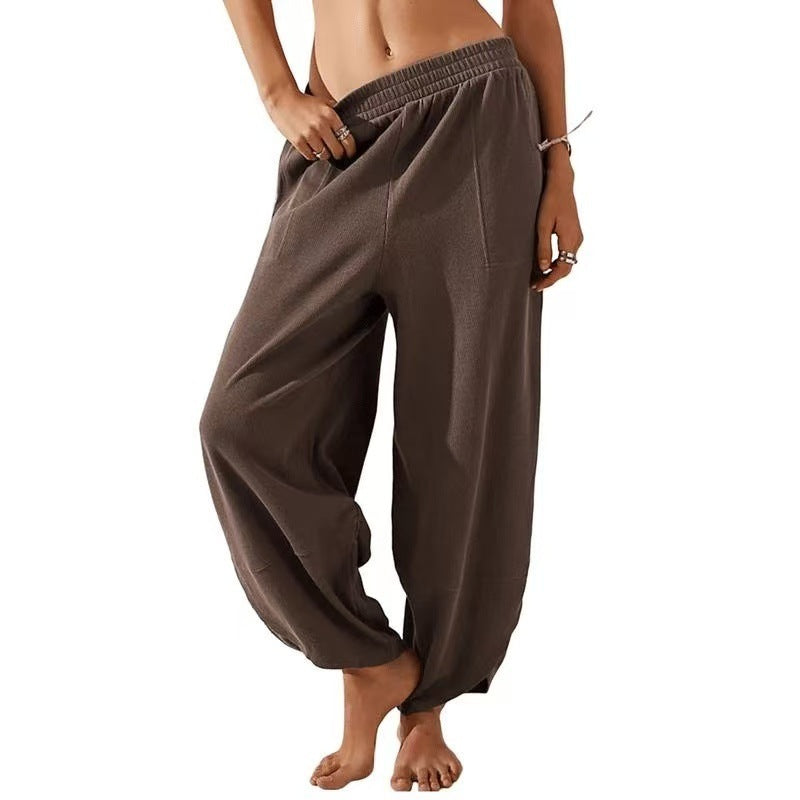 Women's Casual Pure Color All-matching Casual Pants With Pockets