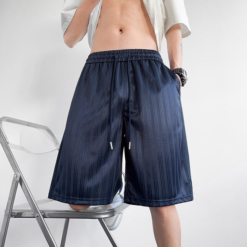 American Ice Silk Cargo Shorts Men's Summer Loose Casual Quick-drying