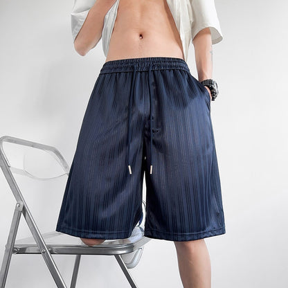 American Ice Silk Cargo Shorts Men's Summer Loose Casual Quick-drying