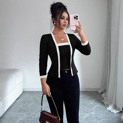 Cardigan Jacket And Vest Two-piece Set Tops