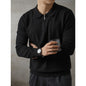 Half-height Zip Knitted Long-sleeved Polo Shirt Sweater For Men