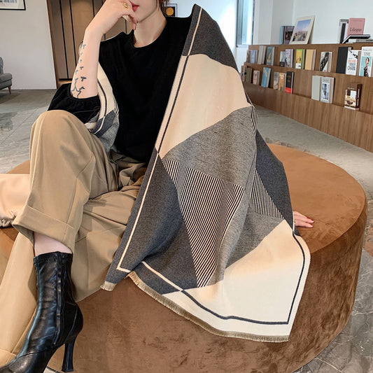 New Double-sided Geometric Imitation Cashmere Scarf