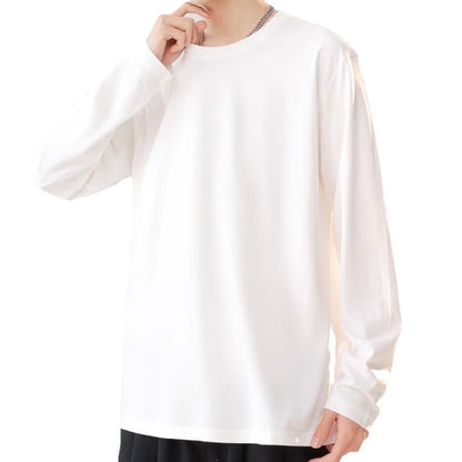 Men's Round Neck Thickened Inner Bottoming Shirt Solid Color Loose-fitting Versatile Top