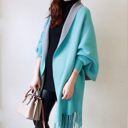 Women's Fringed Big Shawl Sweater Cardigan