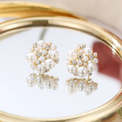 14K Real Gold Plating Light Luxury Pearl Shell Pearl Zircon Gold Plated High Color Retaining Earrings Ear Studs