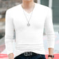 Winter Long Sleeve Slim Fit Solid Color And V-neck T-shirt