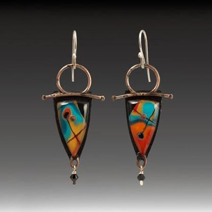 Retro Geometric Enamel Personalized Earrings