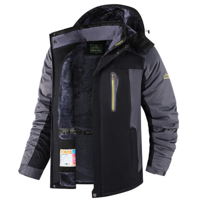 Fleece-lined Thick Jacket Men's Winter Mid-length Cotton-padded Coat